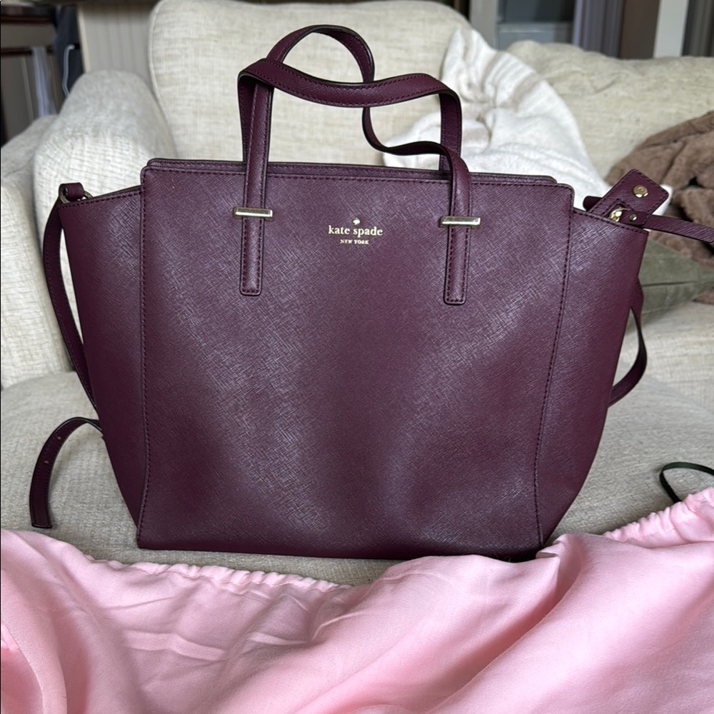 Kate Spade New York Crossbody/Shoulder Tote – Plum Leather – EUC